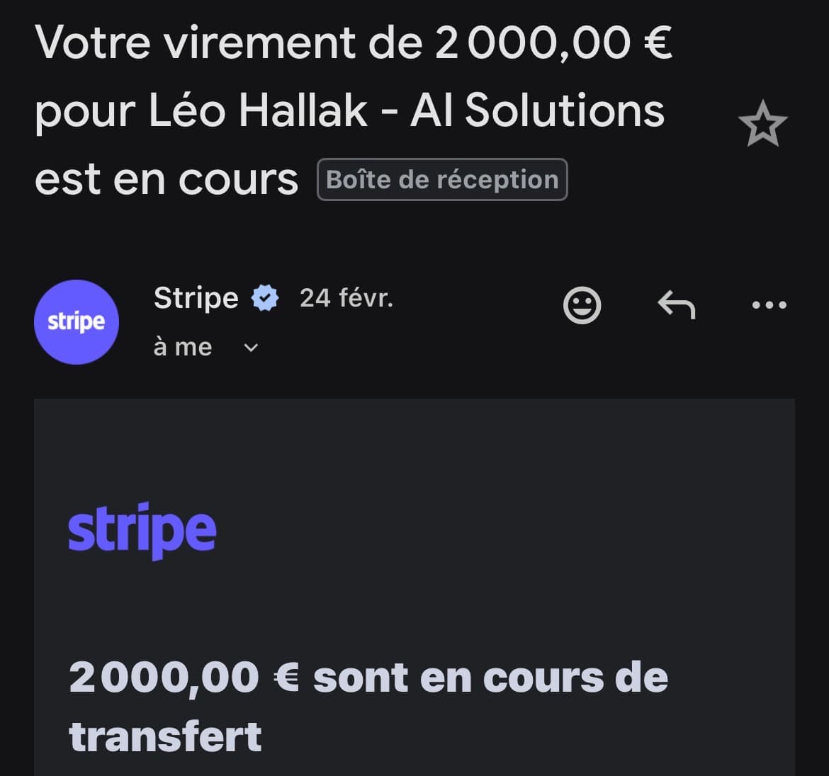Virement Stripe réel