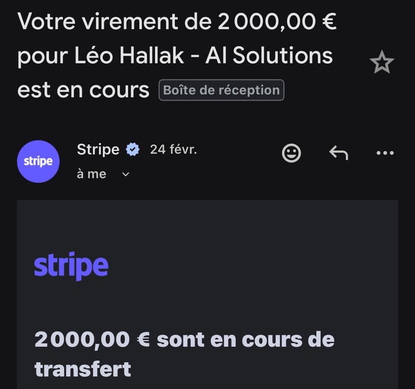 Virement Stripe de 2 000€